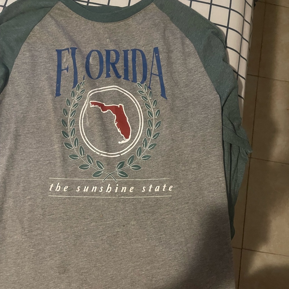 Gray and Green Florida Raglan Shirt